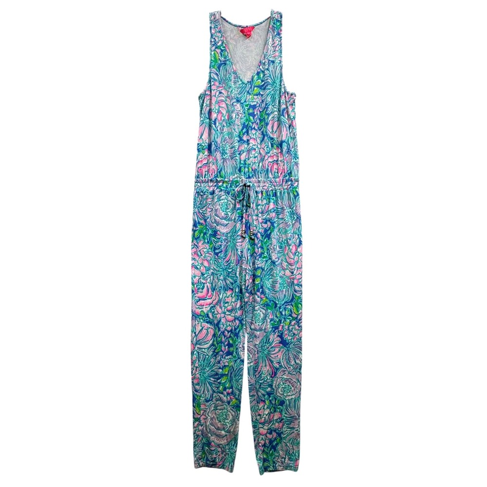 Lilly Pulitzer Paulina Jumpsuit Tropical Floral Sleeveless Resort Vacation